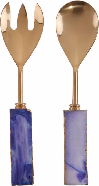 Orsina Blue and Gold Polished Marble and Metal Serving Piece