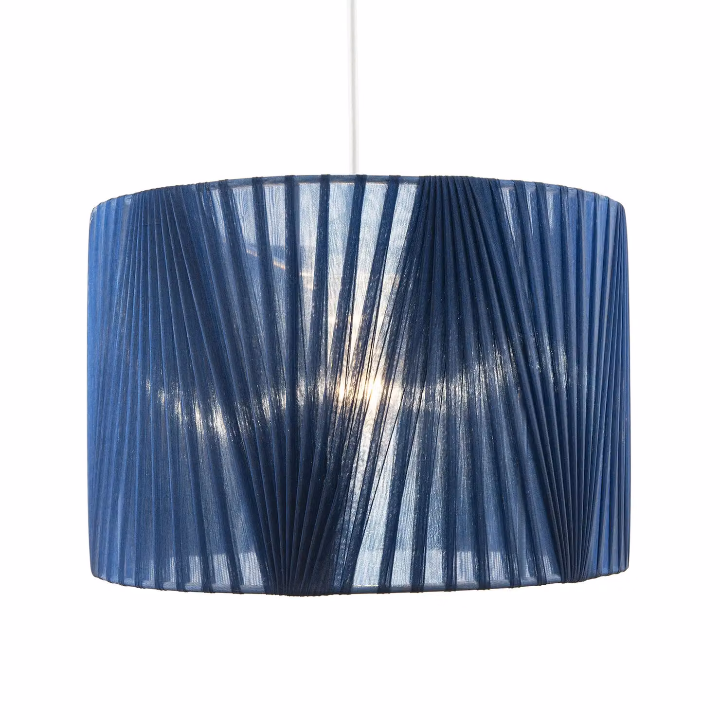 Happy Homewares Modern Midnight Blue Voile Fabric Organza Tapered Pendant Lamp Shade – 2