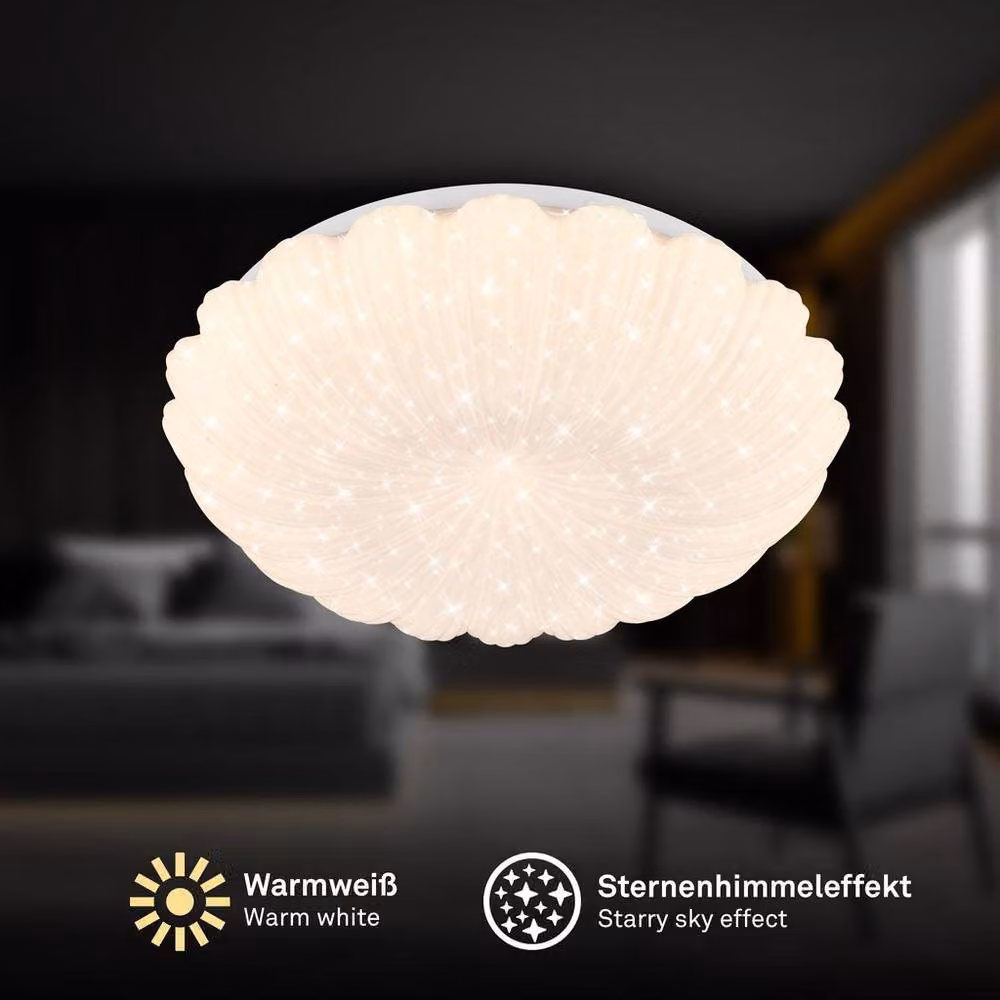 Briloner White LED Ceiling Light with Starry Sky Effect, Warm White 3000K, W/D/H: 28.5 x 28.5 x 7.5 cm – 2