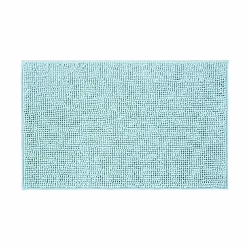 Allure Bath Fashions Chenille Microfibre Non Slip Bath Mat, Blue, W: 80 cm, D: 50 cm