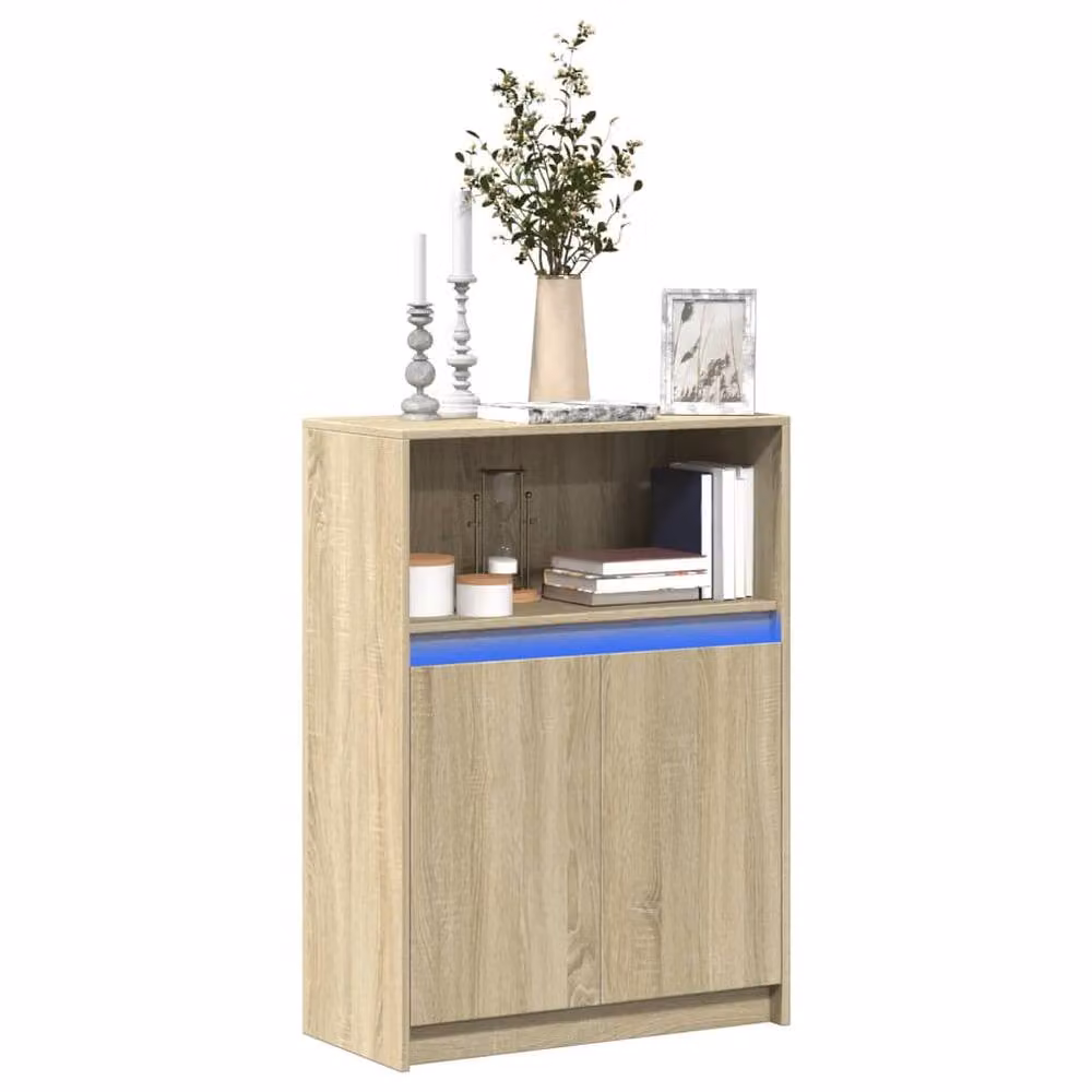 Berkfield Home Modern Sonoma Oak Sideboard with Integrated LED Lighting in Tan, W/D/H: 72 x 34 x 100 cm – 2