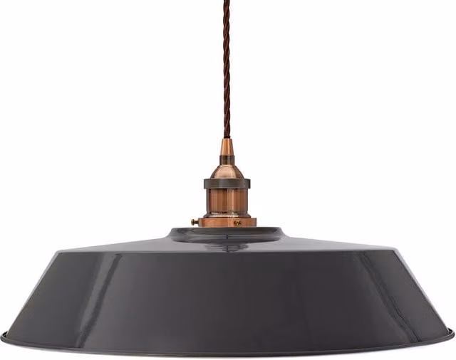 SE Home Chancery Large Suspended Pendant Light in Slate Grey and Antique Copper