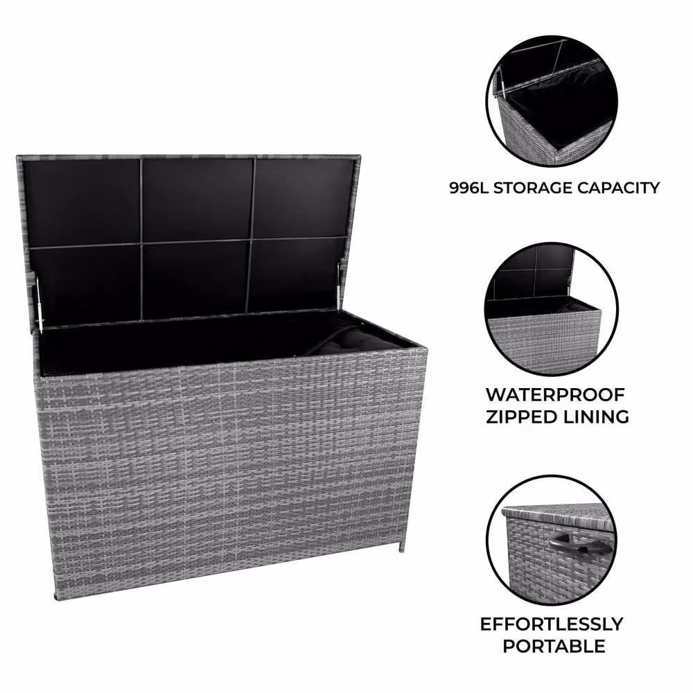 Monstershop Rattan Cushion Storage Box with Castors, Grey – 2