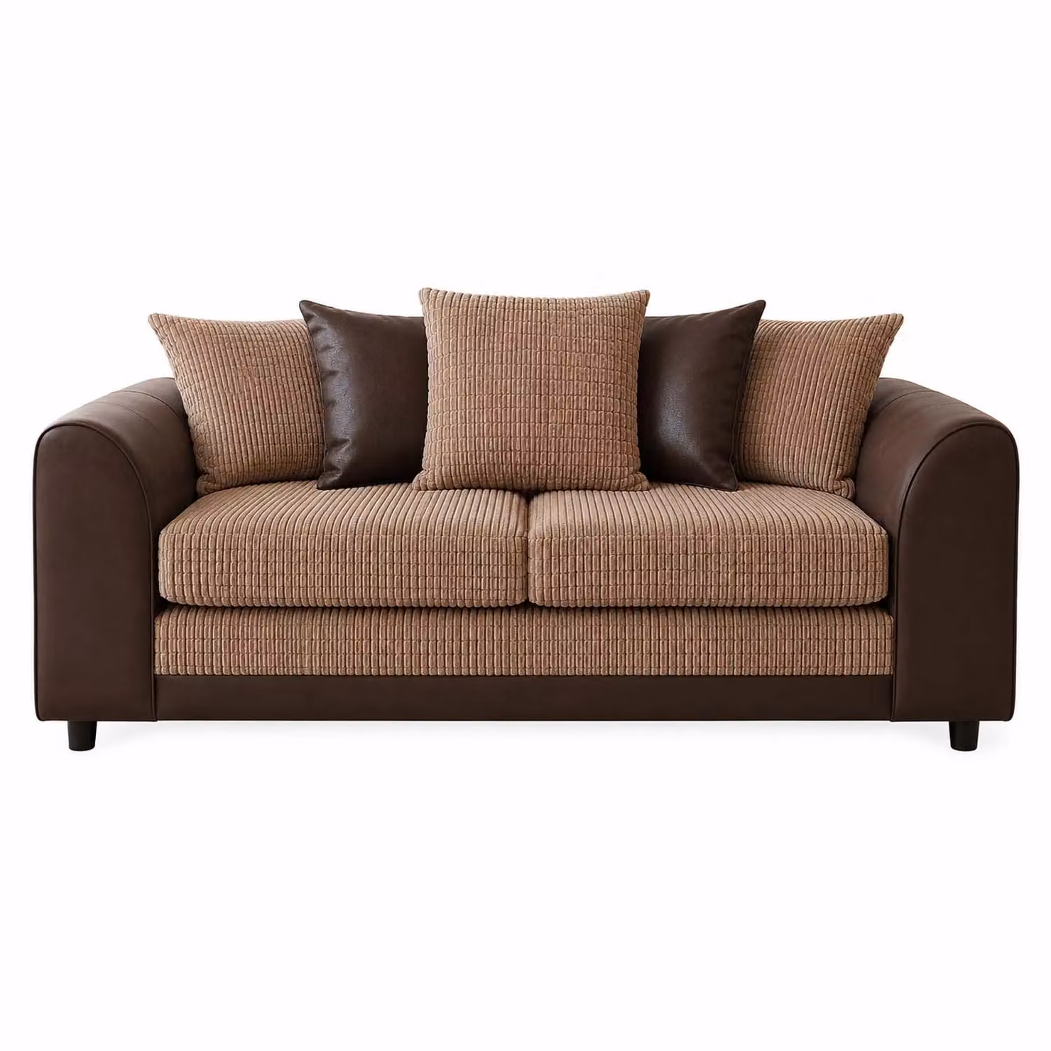 Furnishings For Less UK Luca 3 + 2 Seater Sofa Suite in Brown and Beige with Fabric and Synthetic Leather Trim – 2