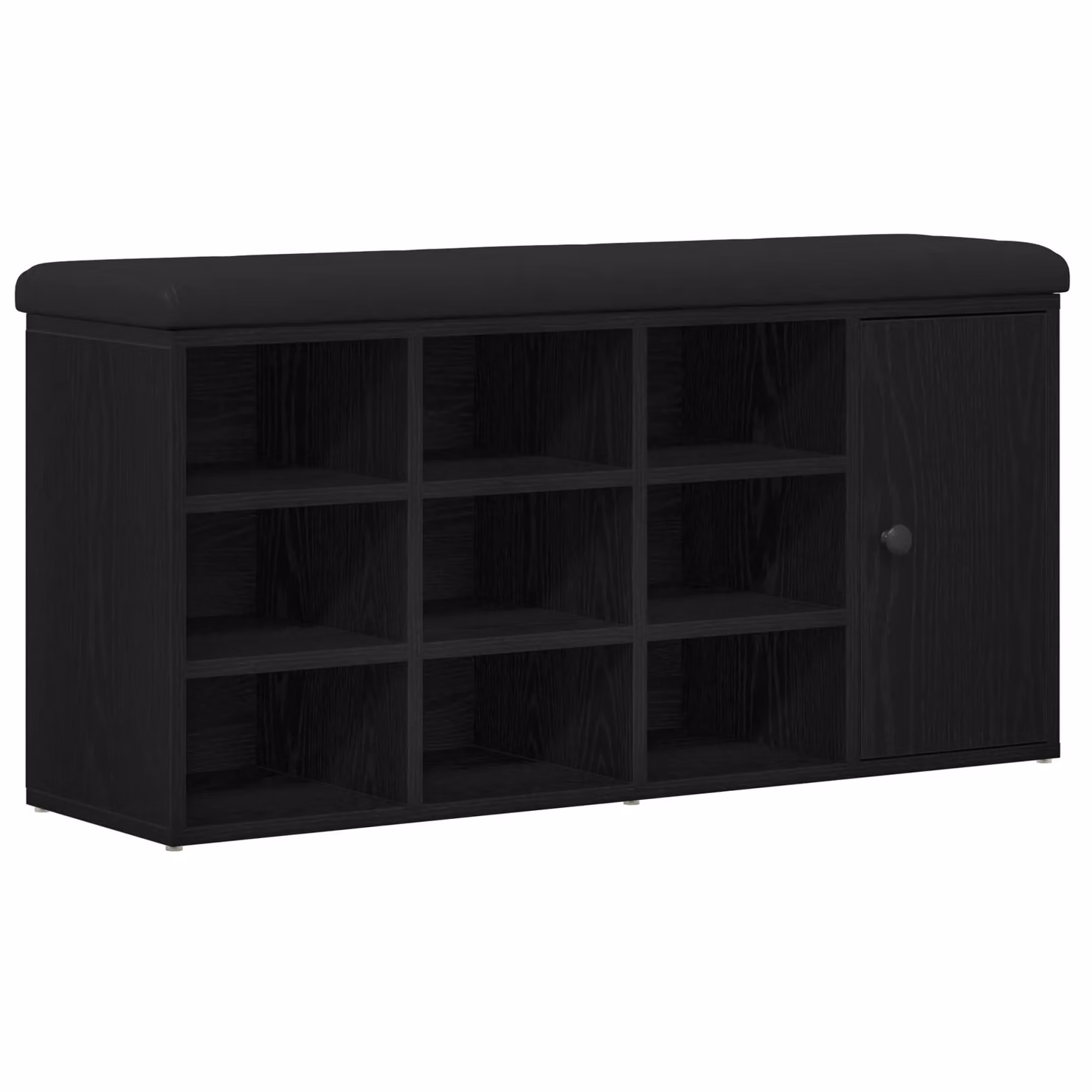 Berkfield Home Black Oak Shoe Rack Storage Bench W: 100 cm, D: 30 cm, H: 48 cm – 2