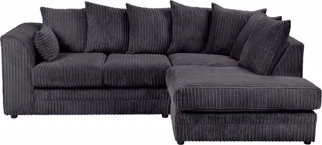 SquareBoxx Lennox Jumbo Cord Corner Sofa, Right Hand Facing, Black – 2