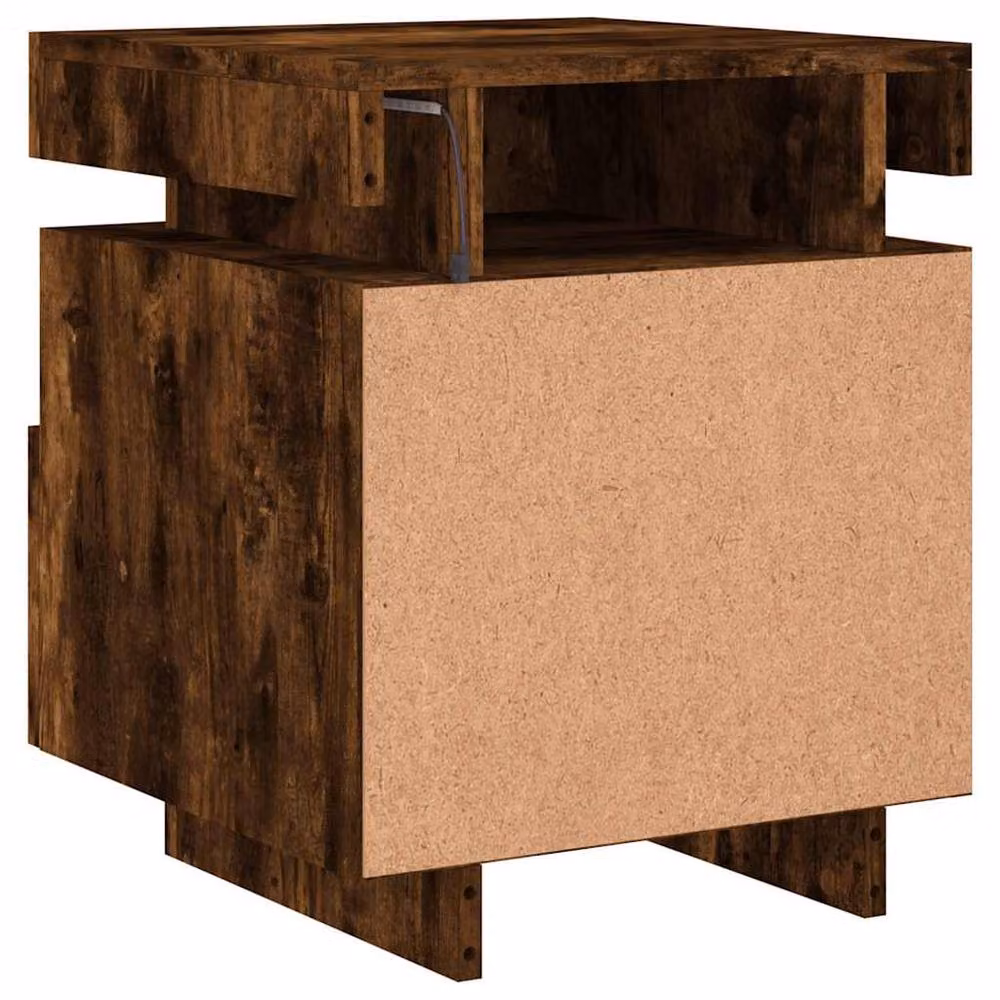 Berkfield Home Decorative Bedside Cabinet with Integrated LED Lights, Smoked Oak, Brown, W: 40 cm, D: 39 cm, H: 48.5 cm – 7