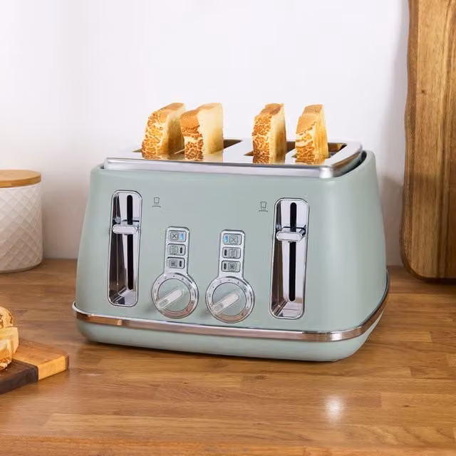 Verde 4 Slice Toaster in Green