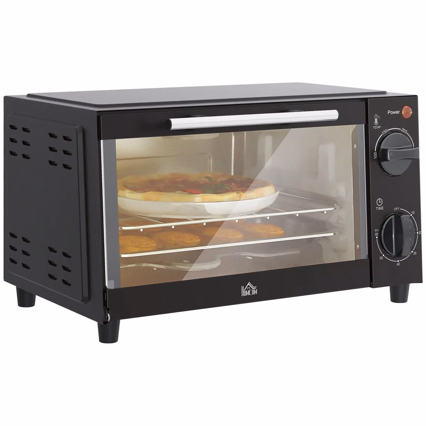 HOMCOM 9L Mini Countertop Electric Grill and Oven with Timer Control, 750W, Black – 2
