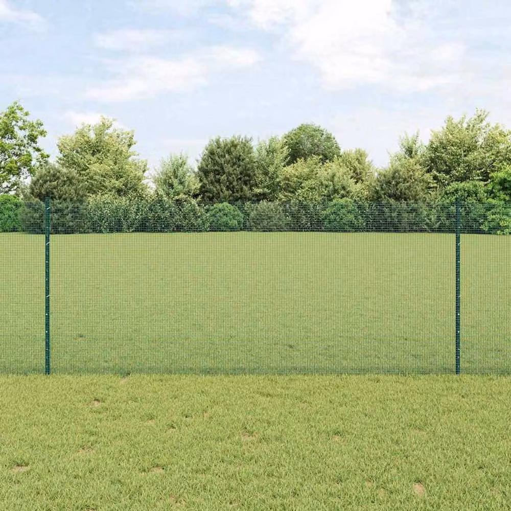 Berkfield Home Green Welded Steel Wire Fence with 22 U-Profile In-Ground Posts, 1 x 50 m – 1