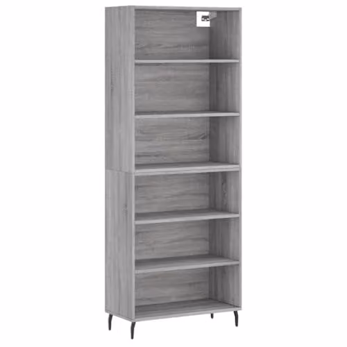 vidaXL Modern Grey Highboard with Internal Shelves and Open Shelf, W/D/H: 69.5 x 32.5 x 180 cm – 1