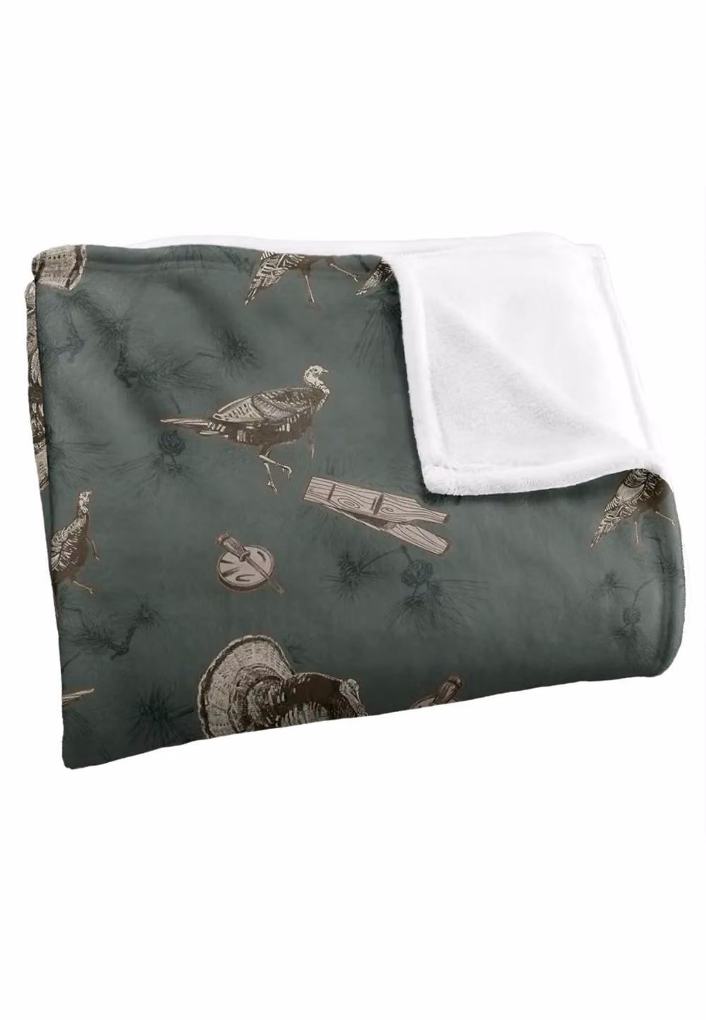 JQ Licensing Turkey Hunting Pattern Super Soft Fleece Throw Blanket, White, W/D/H: 152 x 127 cm – 3