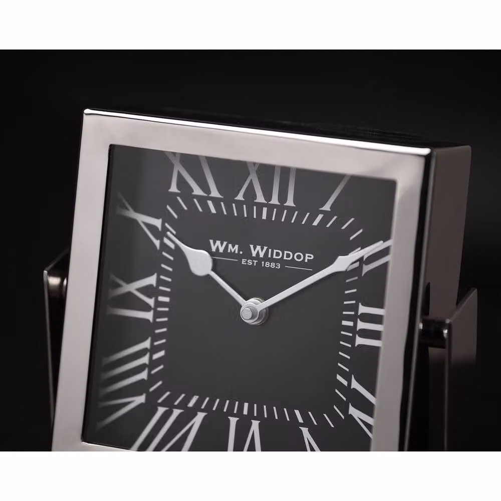 William Widdop Silver Square Metal Mantle Clock – 5