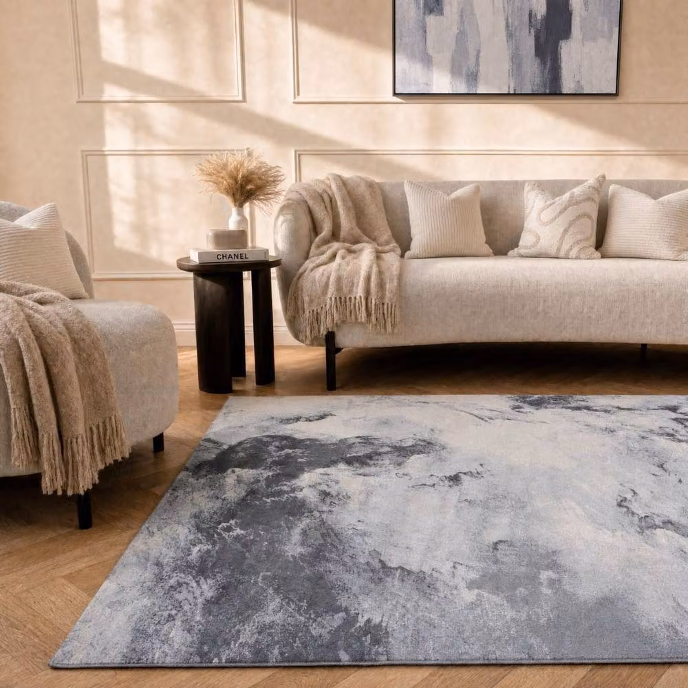 THE RUGS Elaris Stain Resistant Abstract Grey Area Rug, W: 120 cm, L: 170 cm – 3
