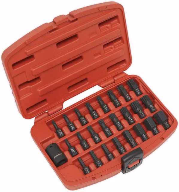 Loops 25 Piece Impact Socket Bit Set in Multicolour, 1/2 inch Square Drive, Chrome Molybdenum Steel