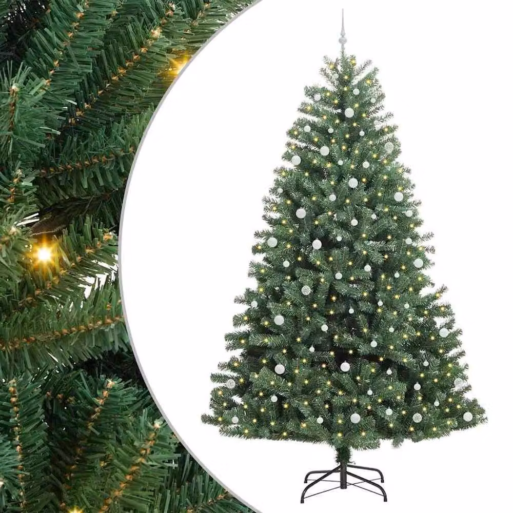 Berkfield Home Artificial Hinged Christmas Tree in Green, Height: 270 cm – 2