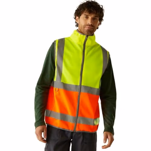 Regatta Men's Hi-Vis Full Zip Polyester Vest in Yellow and Orange, Size L, EN ISO 20471 Certified – 1
