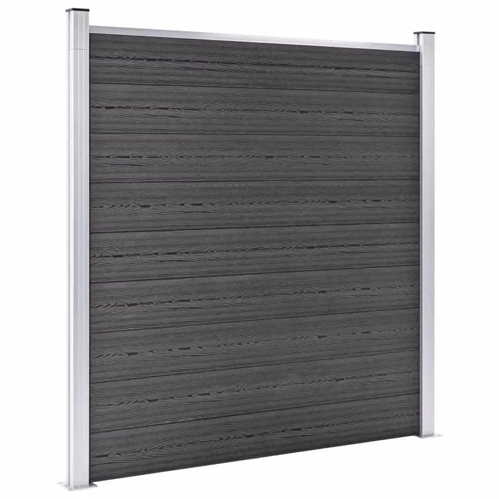 Berkfield Home WPC Fence Panel Set, Black, W: 526 cm, H: 186 cm – 3
