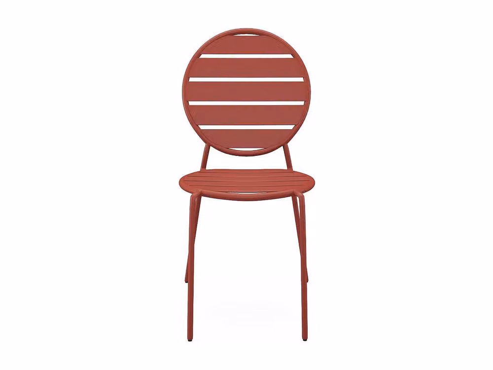 MYLIA Set of 4 Stackable Metal Garden Chairs in Terracotta Red