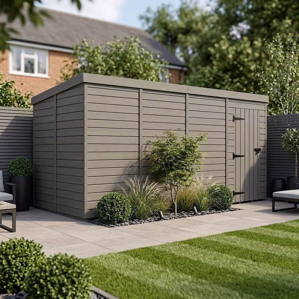 Buttercup Farm Grey Composite Pent Garden Shed with Single Door – 2