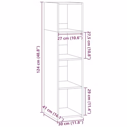 vidaXL Minimalist Black Highboard in Engineered Wood W/D/H: 30 x 41 x 124 cm – 3
