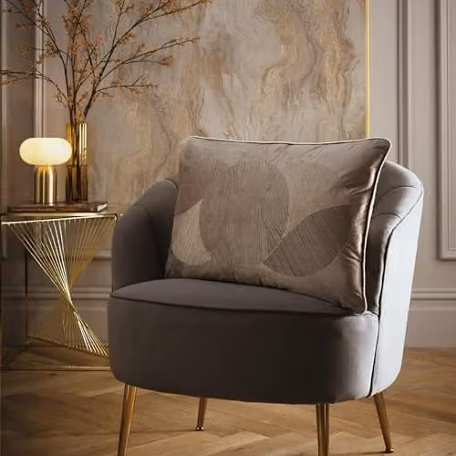 Ulster Weavers Graphic Velvet Cushion in Brown and Beige, W/D/H: 60 x 40 x 40 cm