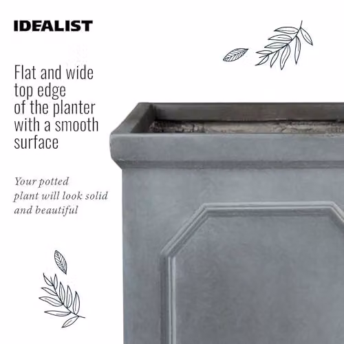 IDEALIST Grey Stone Small Plant Pot Planter, Height: 52 cm – 8