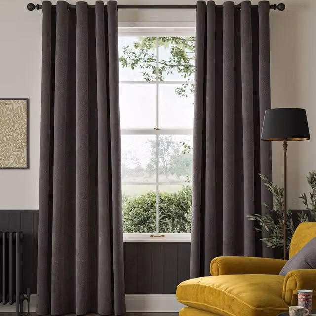 William Morris At Home Lodden Embroidery Made to Measure Curtain Iron in Anthracite