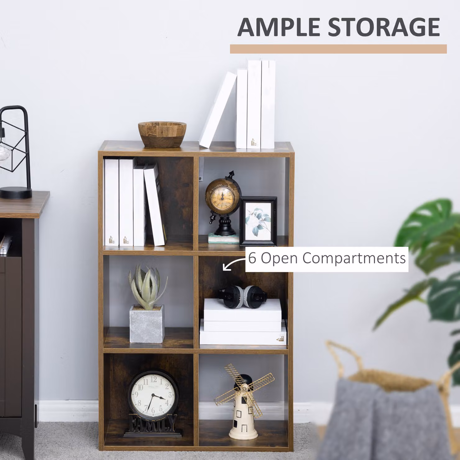 HOMCOM Industrial Style Brown Freestanding Storage Shelf with 6 Compartments – 5
