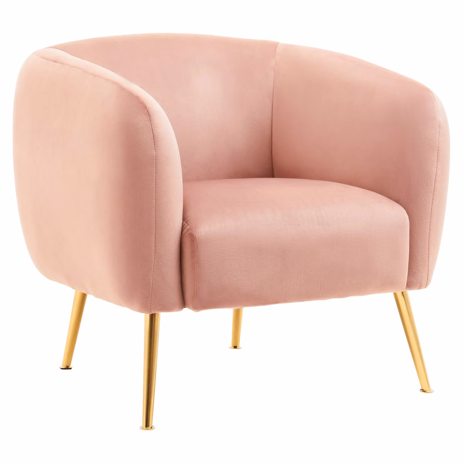 Orsina Pink Velvet Tufted Armchair with Gold Metal Frame – 2
