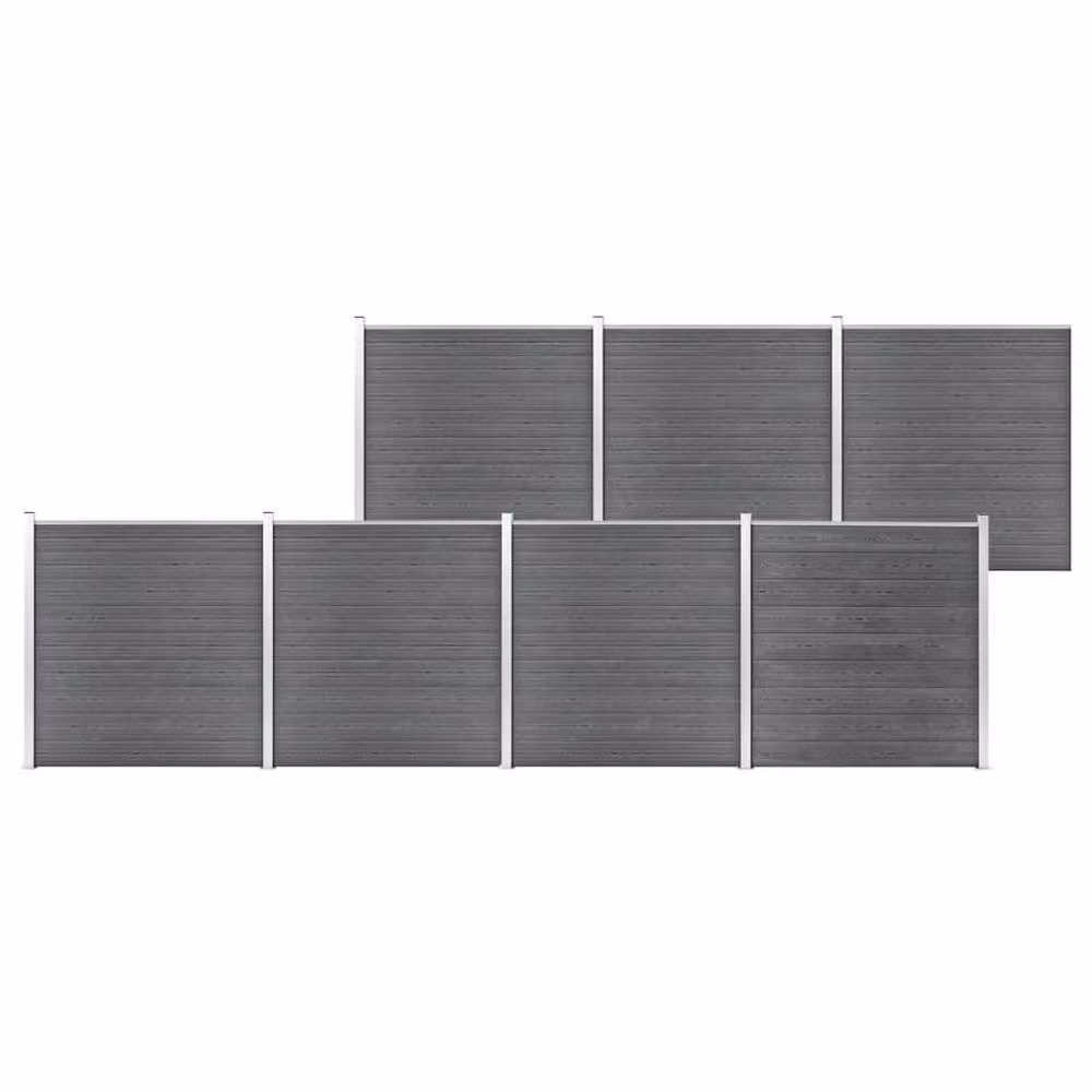 Berkfield Home Grey WPC and Aluminium Garden Fence W: 1218 cm, H: 186 cm – 2