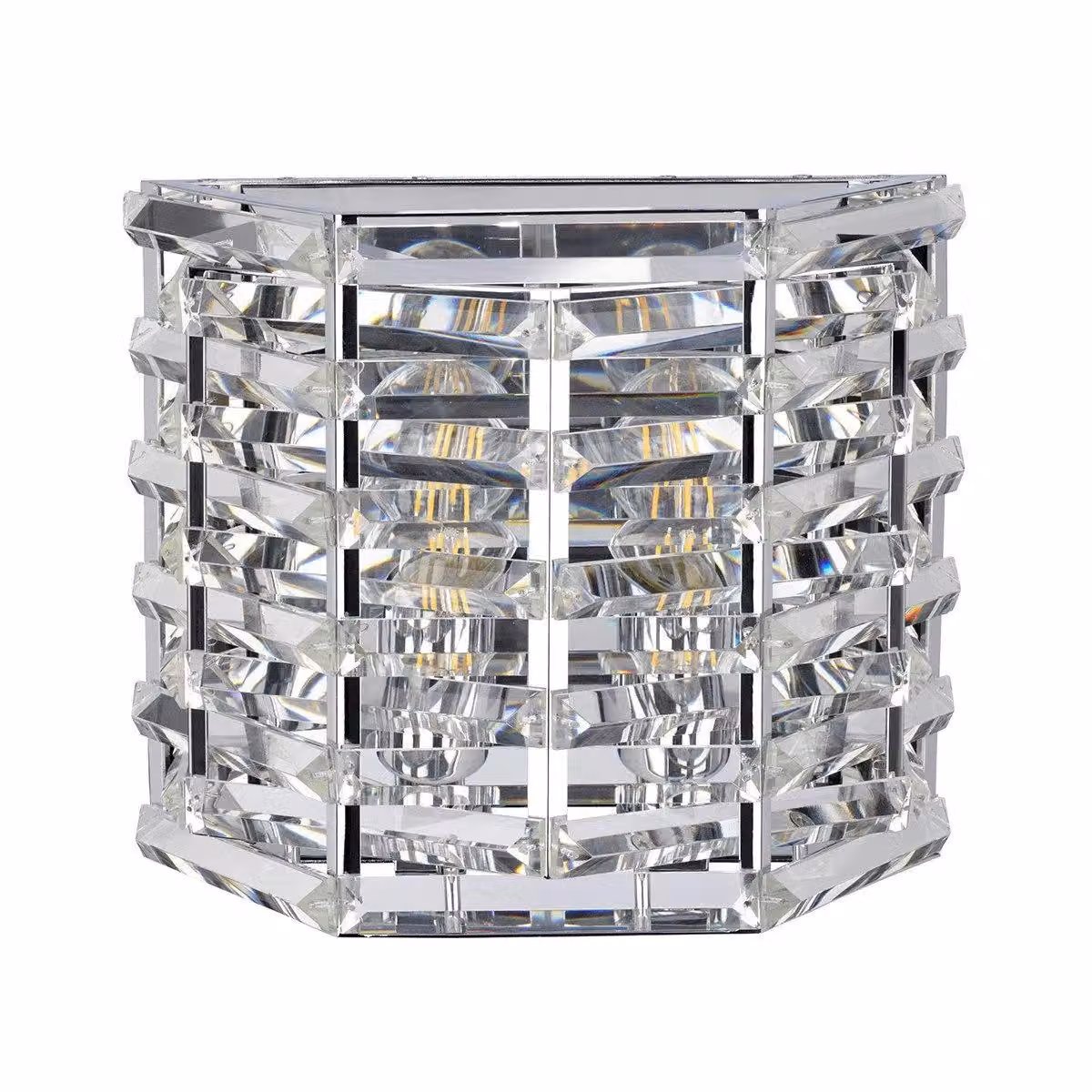 Netlighting Shoal 2 Light Wall Light in Polished Nickel and Grey Crystal with E27 Base – 2