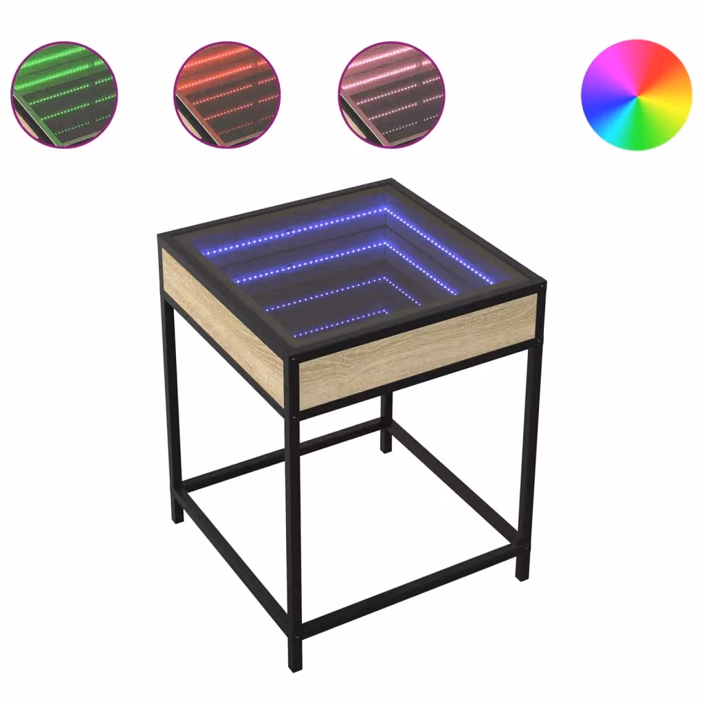 Berkfield Home Infinity LED Coffee Table in Sonoma Oak Brown, W/D/H: 40 x 40 x 51 cm – 2