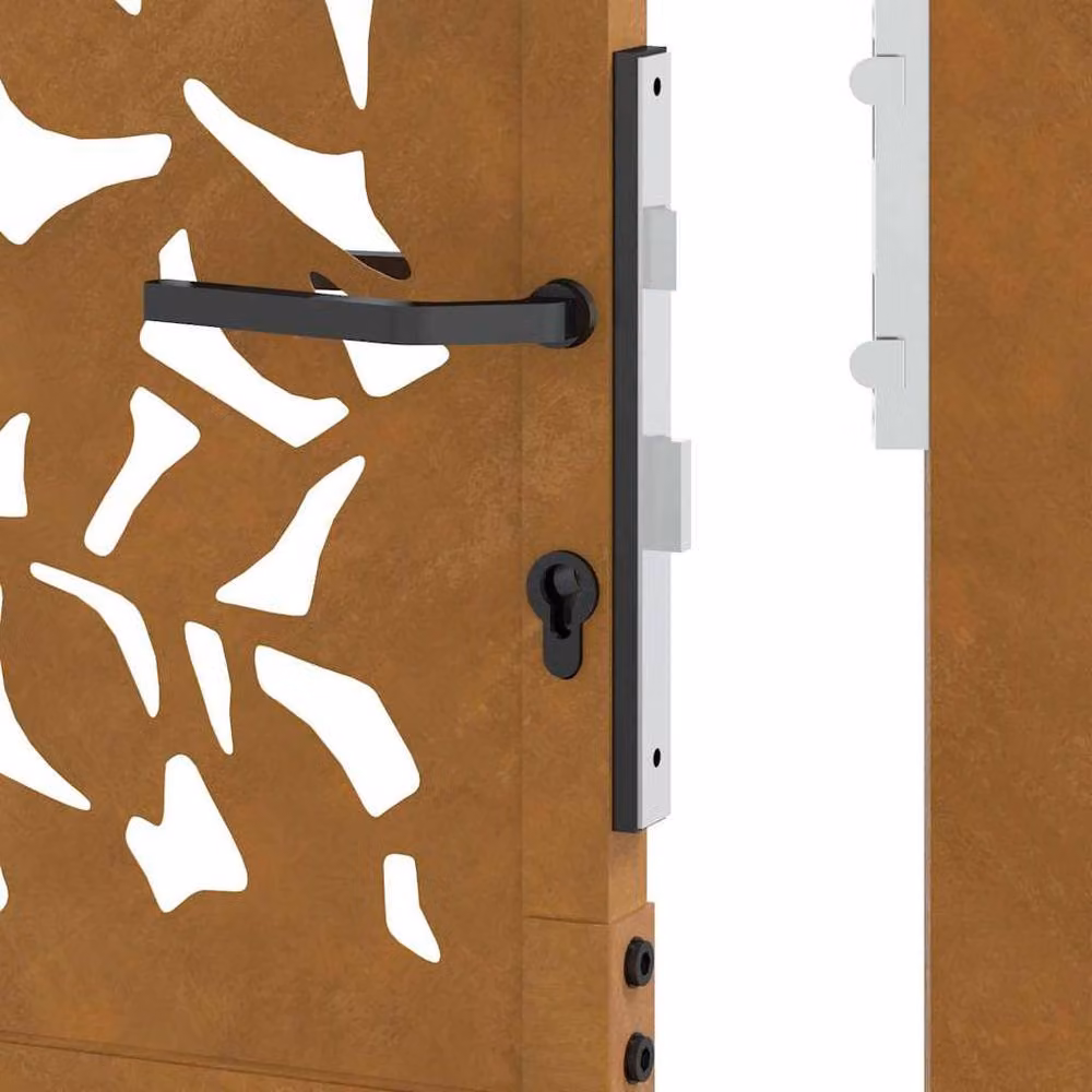 Berkfield Home Beautiful Garden Gate in Brown Weathering Steel with Leaf Design, W: 105 cm, H: 155 cm – 5