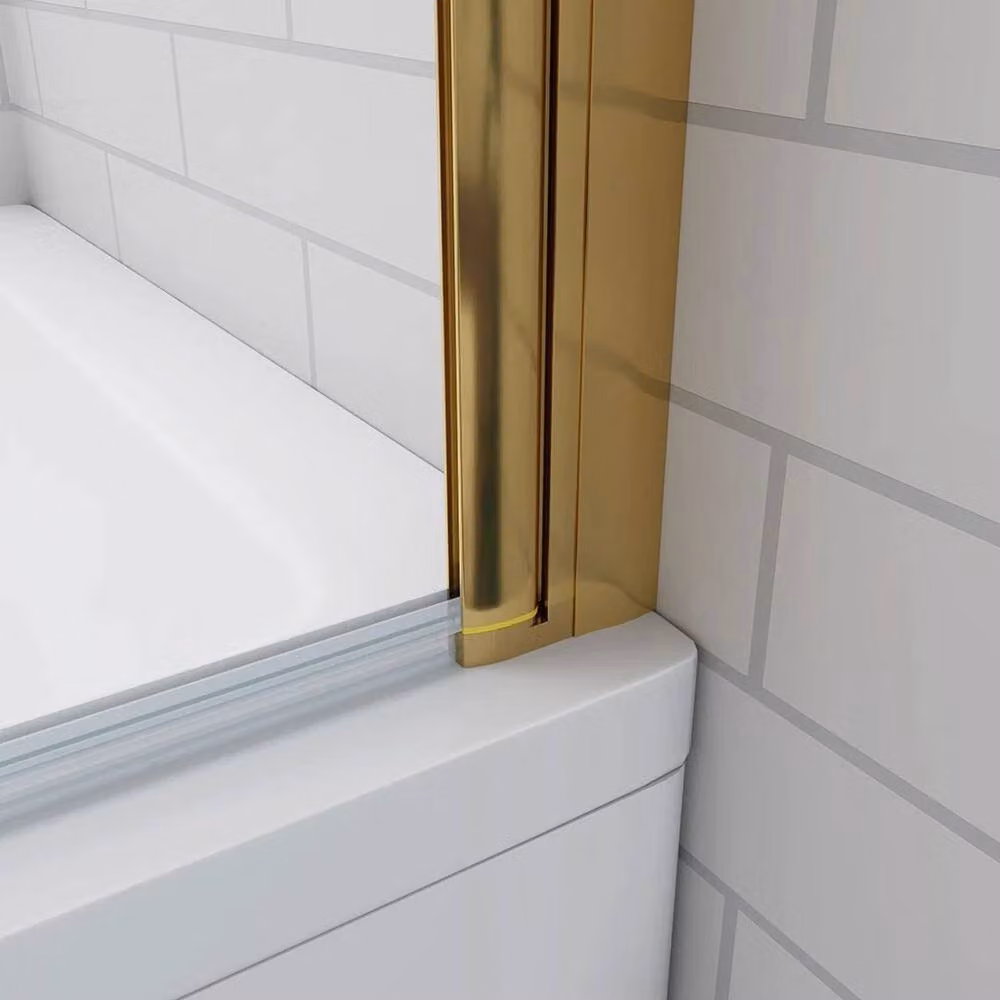 NESTLUNE Aica Frameless Pivot Bath Screen in Clear with Brushed Gold Frame, W: 80 cm, H: 140 cm – 4