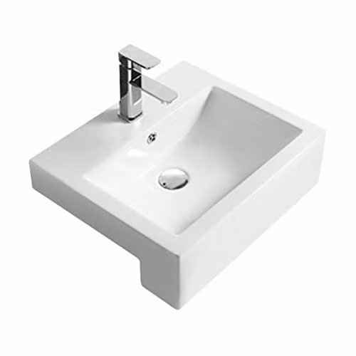 Hudson Reed NBV172 White Ceramic Semi-Recessed Rectangular Countertop Basin, W/D/H: 53.0 x 16.8 x 44.0 cm