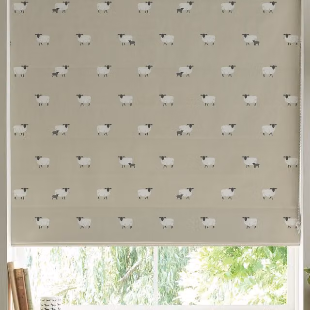 Sophie Allport Sheep Made to Measure Blackout Roman Blind in Sand