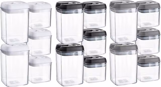 Argon Tableware Black Plastic Stackable Clip Food Storage Containers
