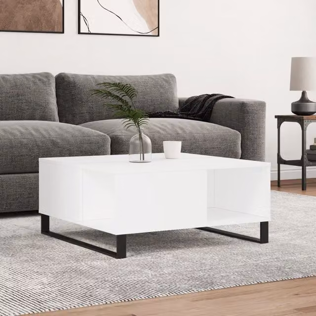 Berkfield Home Modern Square Coffee Table in White, W/D/H: 80 x 80 x 36.5 cm – 1