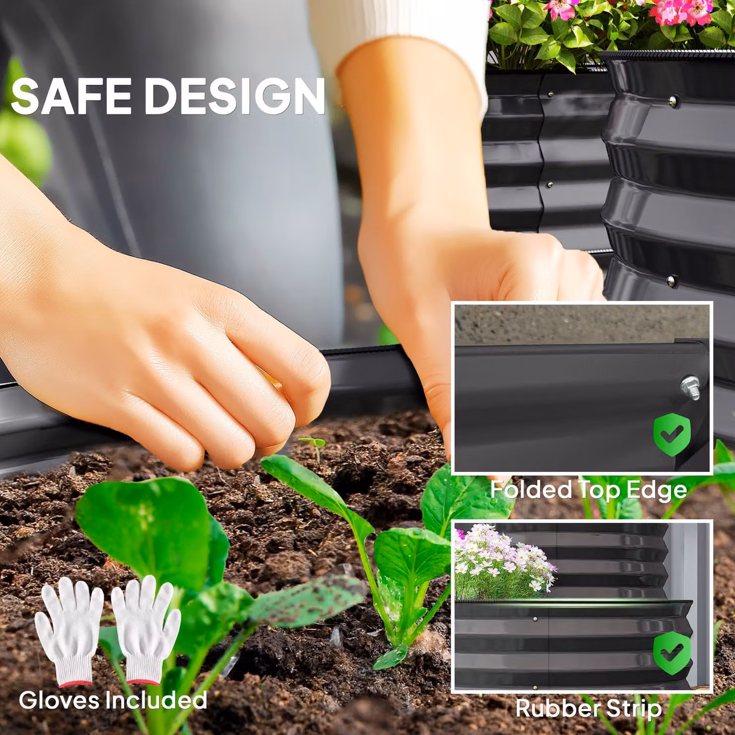 Outsunny Two-Tier Galvanised Steel Garden Planter with Tub, Grey, W/D/H: 150 x 60 x 57 cm – 6