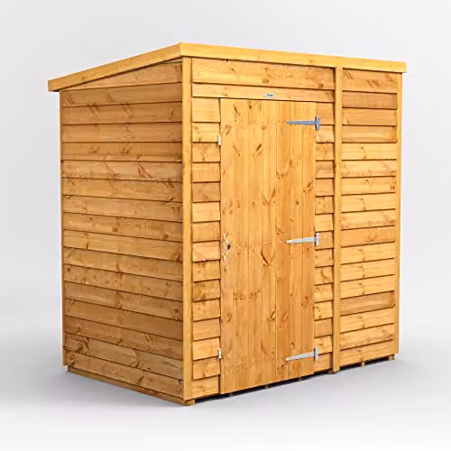 Powersheds Premium Pent Overlap Wooden Shed in Brown, Windowless with 10 mm Extra Thick Timber