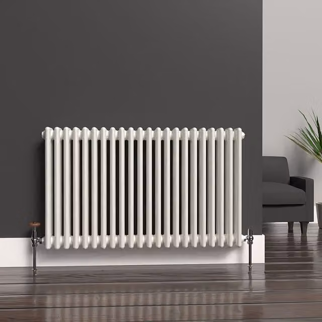 Lux Heat Horizontal 3 Column Steel Radiator in White, W: 101 cm, H: 60 cm
