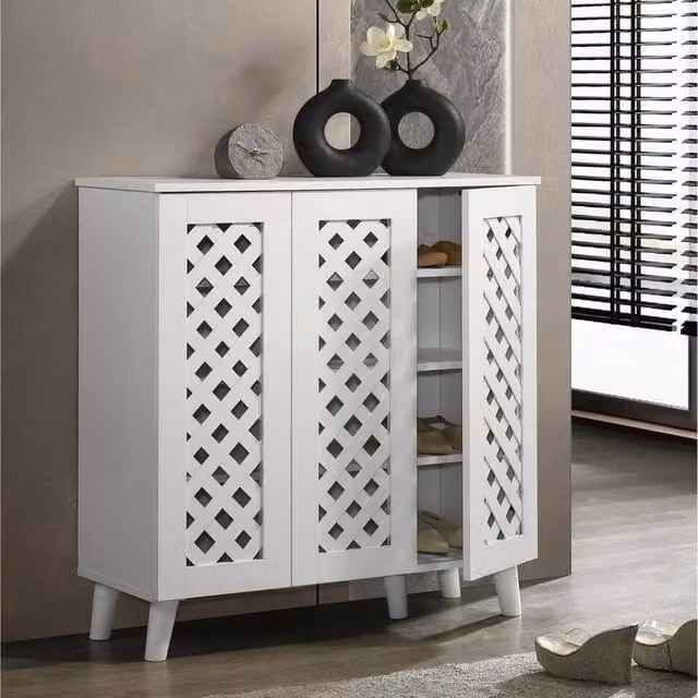 Timber Art Design Modern 3-Door Shoe Storage Cabinet in White