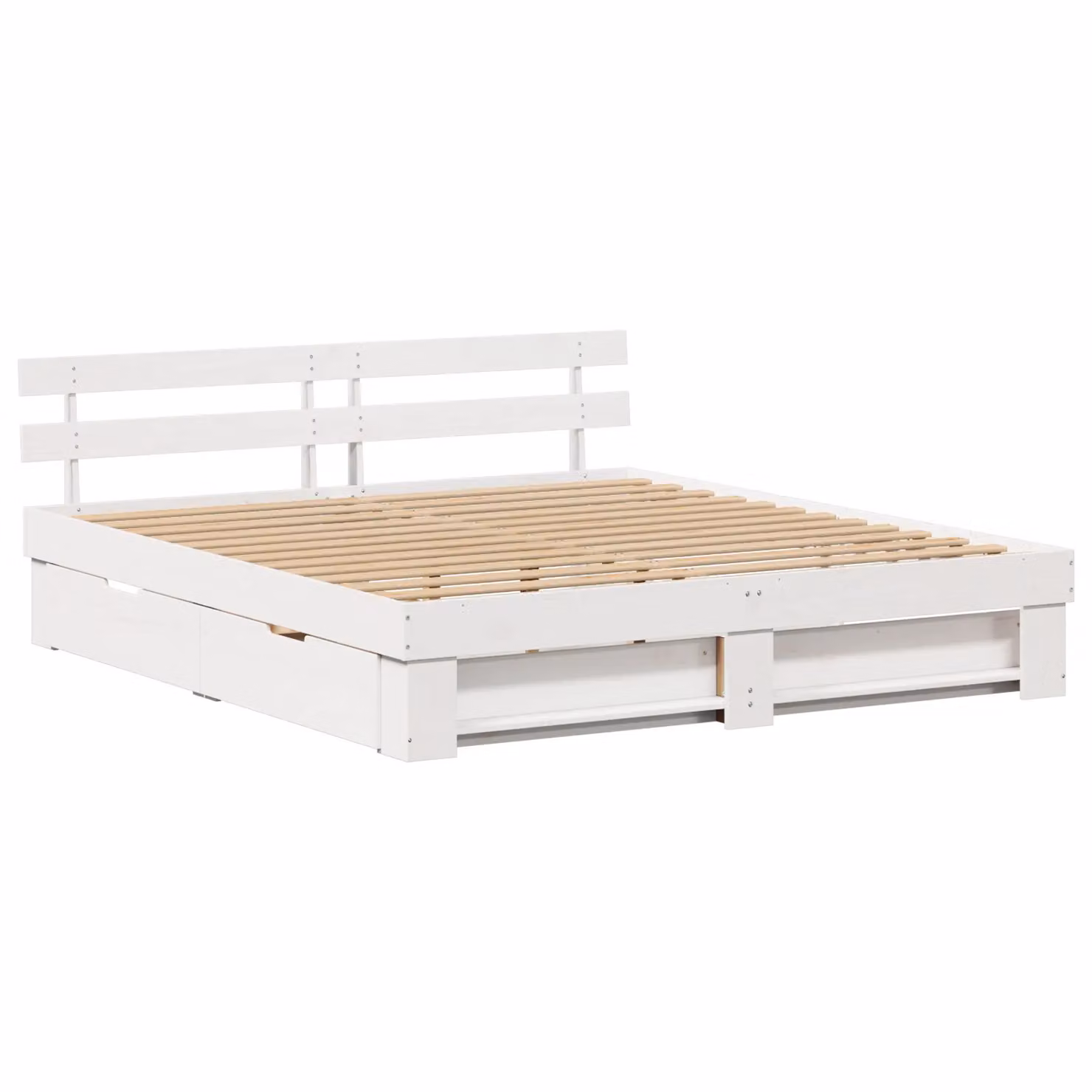 Berkfield Home White Solid Pine Wood Bed W/D/H: 200 x 200 cm – 2