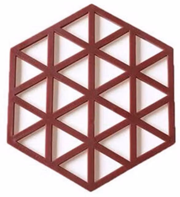 Latto Home Set of 4 Red Hexagon Silicone Trivet Mats with Hanging Loop
