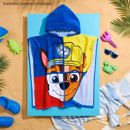 Get Trend Paw Patrol Hooded Towel Poncho for Kids, Blue and Multicolour – 2