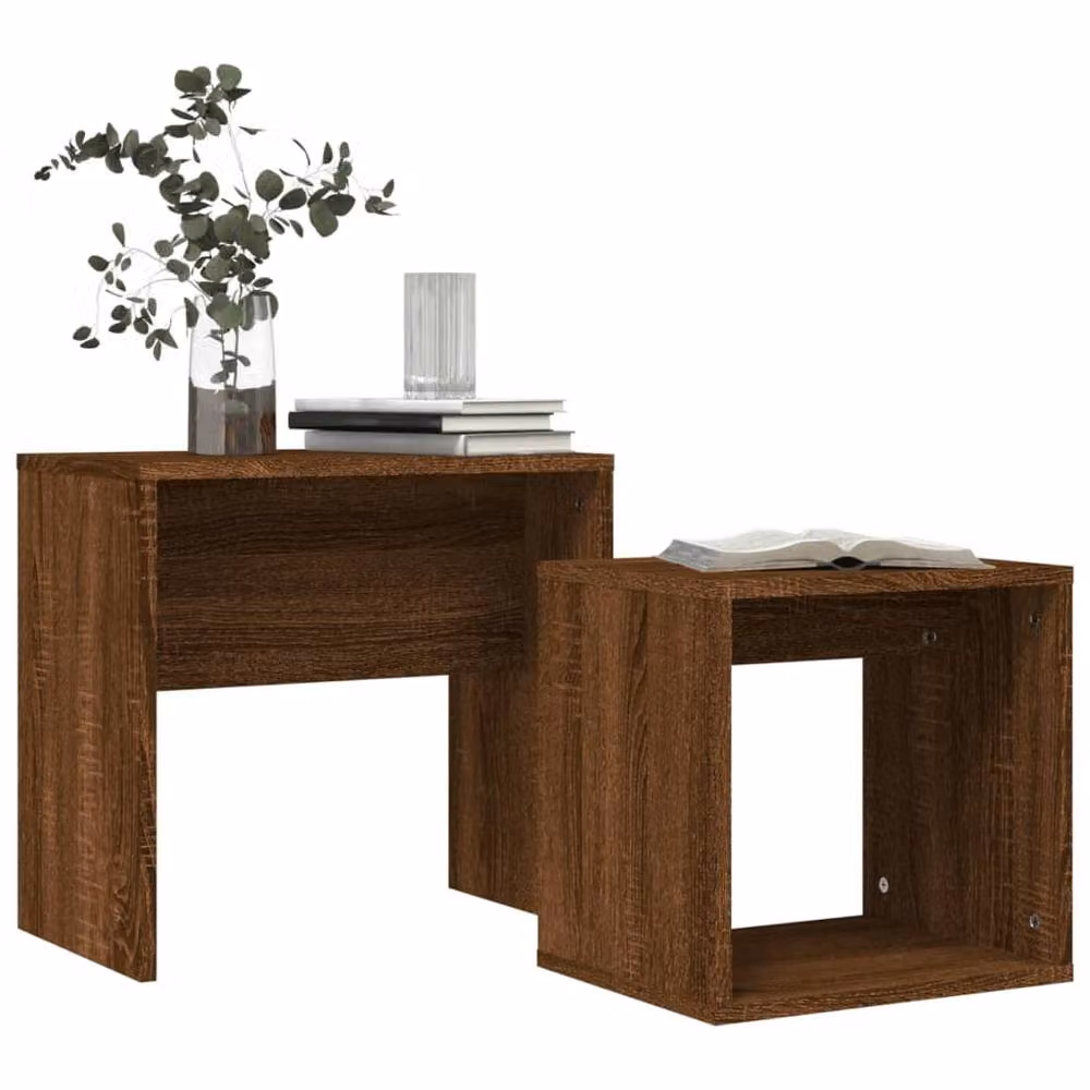 Berkfield Home Nesting Coffee Tables, 2 Piece Set, Brown Oak Engineered Wood – 3