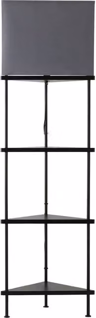 ValueLights Taska 3 Shelves Corner Floor Lamp with Fabric Shade in Black and Wood
