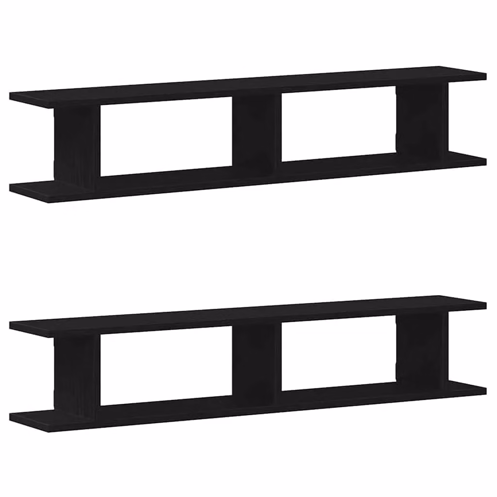 Berkfield Home Wall Mounted Shelves, 2 Pack, Black Oak, W/D/H: 105 x 20 x 18 cm – 2