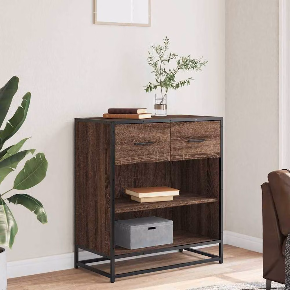 Berkfield Home Brown Oak Industrial Sideboard, W/D/H: 68 x 35 x 76 cm – 3